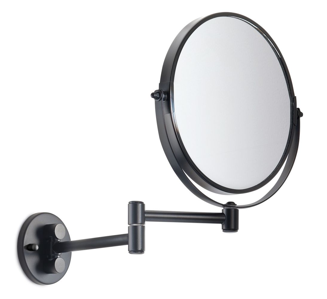 Gedy Michel, настенное круглое поворотное косметическое зеркало (3x) со складным механизмом, цвет черный матовый