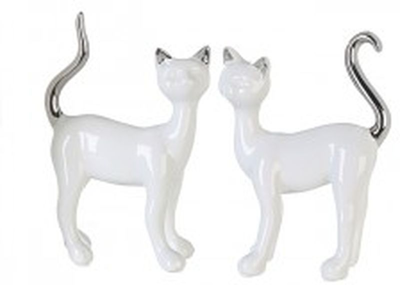 Casablanca, керамическая композиция "Кошки Милли", цвет бело-серебристый (продаются парой)