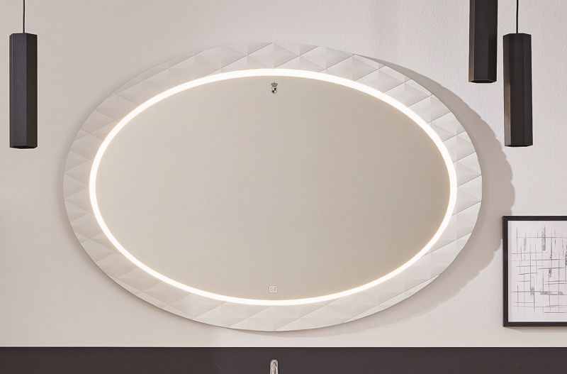 Puris Diamond Line, зеркало с LED подсветкой и диммером 1200 мм, цвет белый диамант