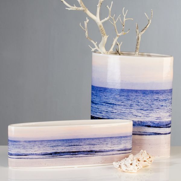 Casablanca, ваза керамическая "Океан", цвет бело-синий