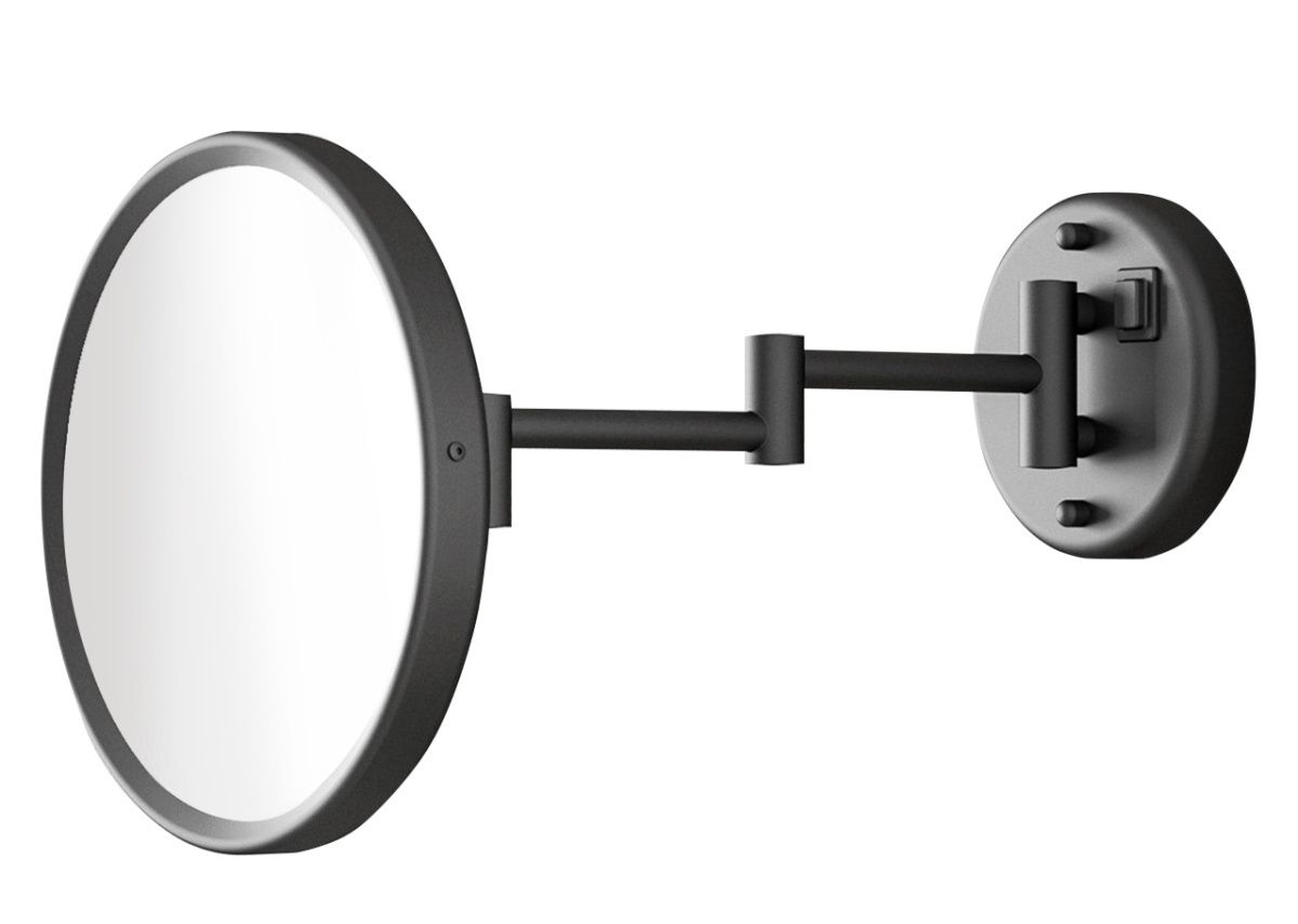 Gedy Sarah, настенное круглое косметическое зеркало (3x) с LED подсветкой (прямое подключение), цвет черный матовый