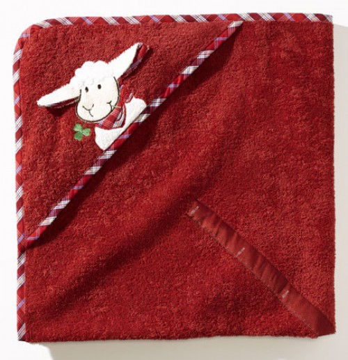 Детское полотенце уголком Sleepy Sheepy красное