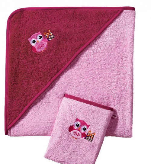 Детское полотенце уголком Eule розовое