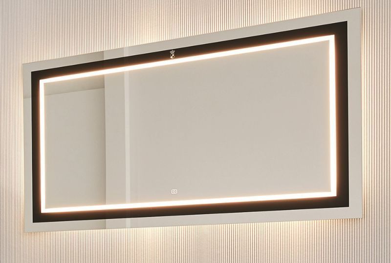 Puris Urban Loft, зеркало с LED подсветкой и диммером 1200 мм, цвет черное стекло