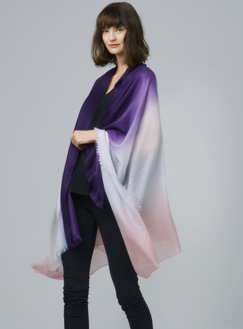 Кашемировая шаль Purple White 90х200