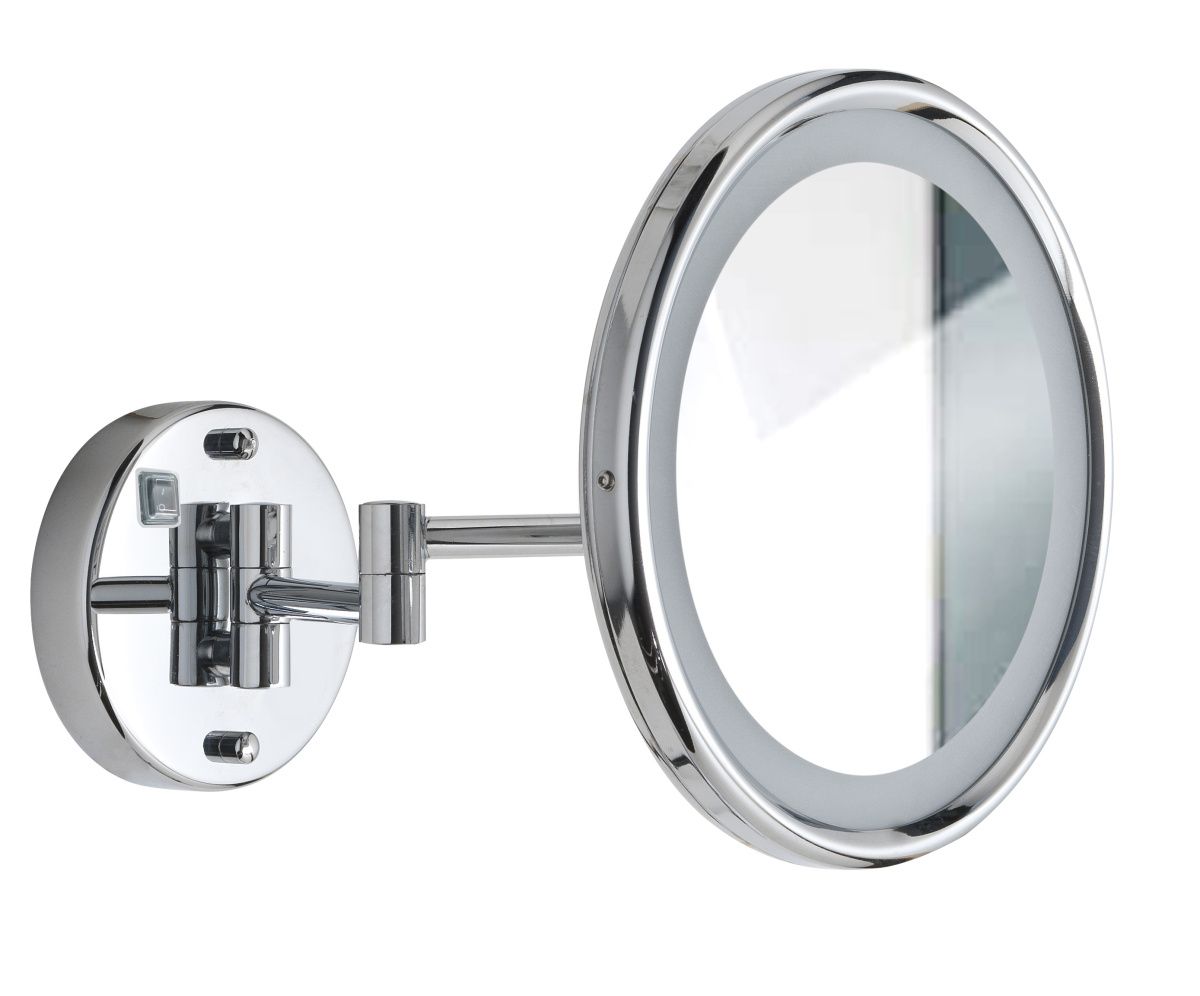 Gedy Sarah, настенное круглое косметическое зеркало (3x) с LED подсветкой (прямое подключение), цвет хром